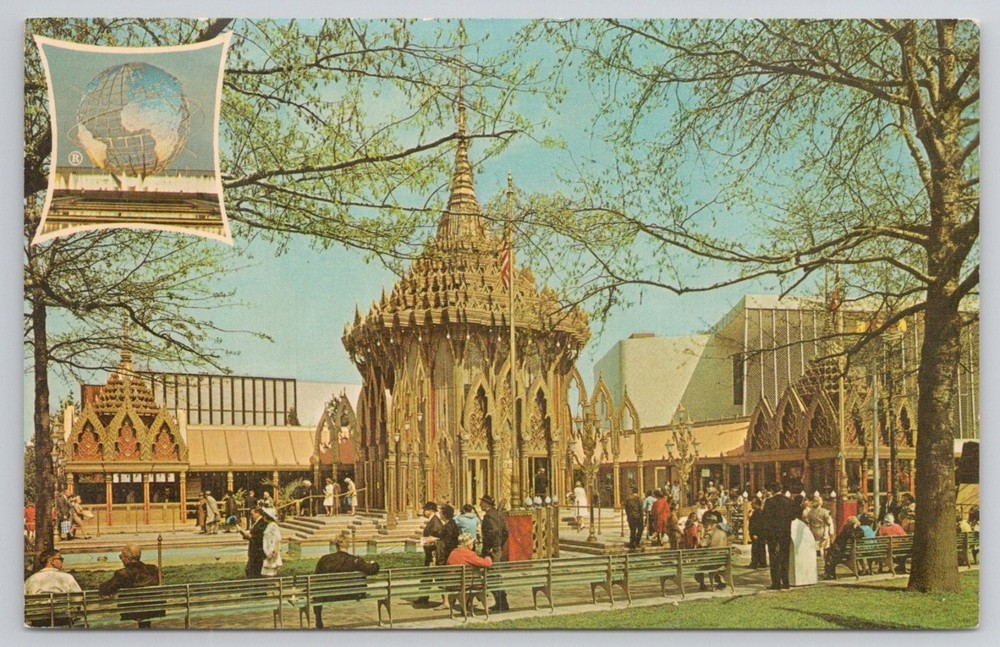 1964-65 NY World's Fair Thailand Pavilion Dexter Postcard Unisphere