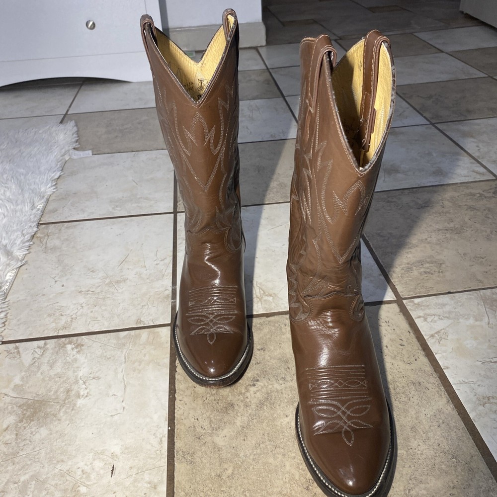 Justin Boots J2508 Brown Leather Western Cowboy Boots Size 7.5 EE