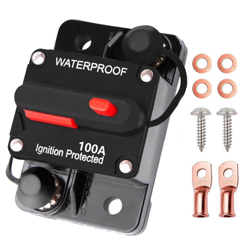 100 Amp Circuit Breaker Manual Reset Waterproof Inline Fuse Inverter for Car...