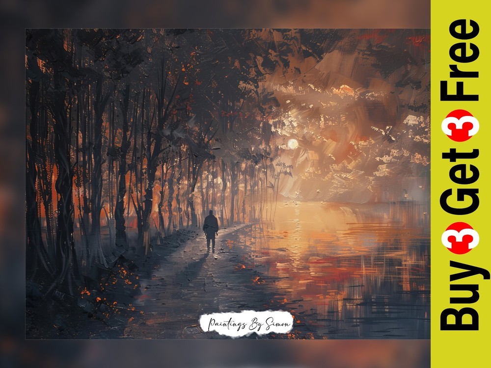 Sunlit Forest Pathway Oil Painting Print 5x7 Inches on Premium Matte Paper