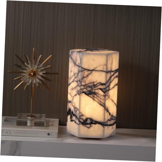 Handcrafted Real Marble Hexagon Lamp with Tri-Color Dimmable Lighting