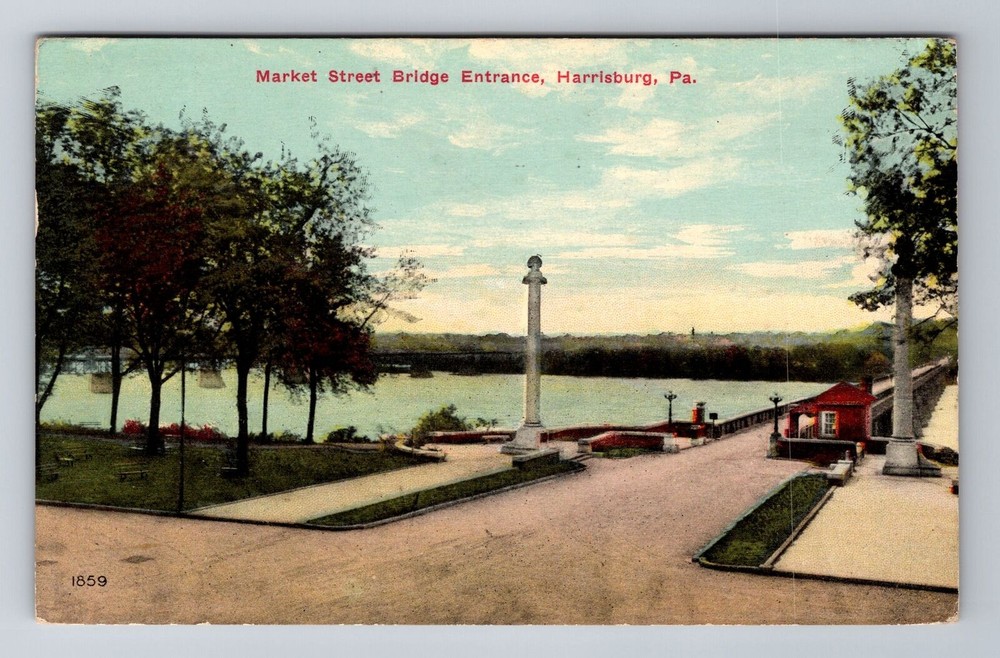 Harrisburg PA-Pennsylvania, Market Street Bridge Entrance c1912 Vintage Postcard