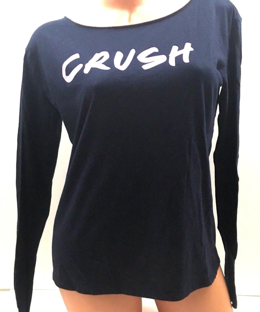 Victoria’s Secret Women's T Shirt Crush Glitter Graphic Long Sleeve Top Tee Sz M