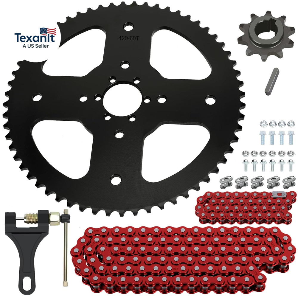 60T Sprocket 420 Chain with 90 Links Rear Chain Replacement for Mini Bike Colema