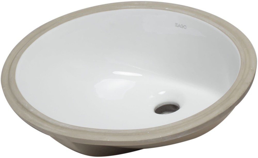 Eago BC224 17.75 Inch White Undermount Bathroom Sink with Overflow