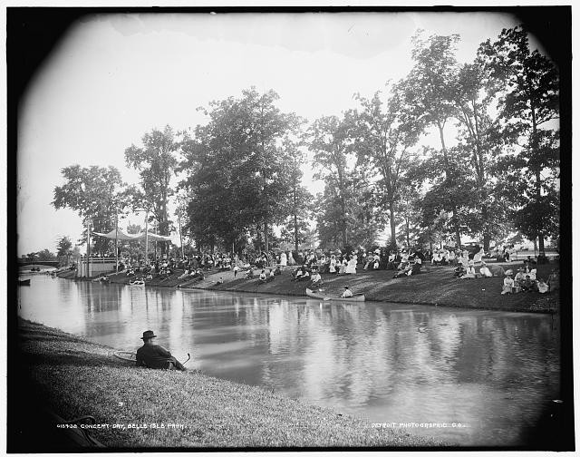 Photo:Detroit Michigan Belle Isle Park Concert Day Crowds Canals 1890s