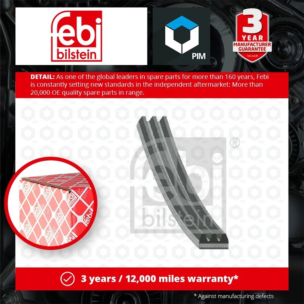 3 Rib Multi V Drive Belt fits SMART CITY 450 8D 99 to 04 A0009933496 Febi New