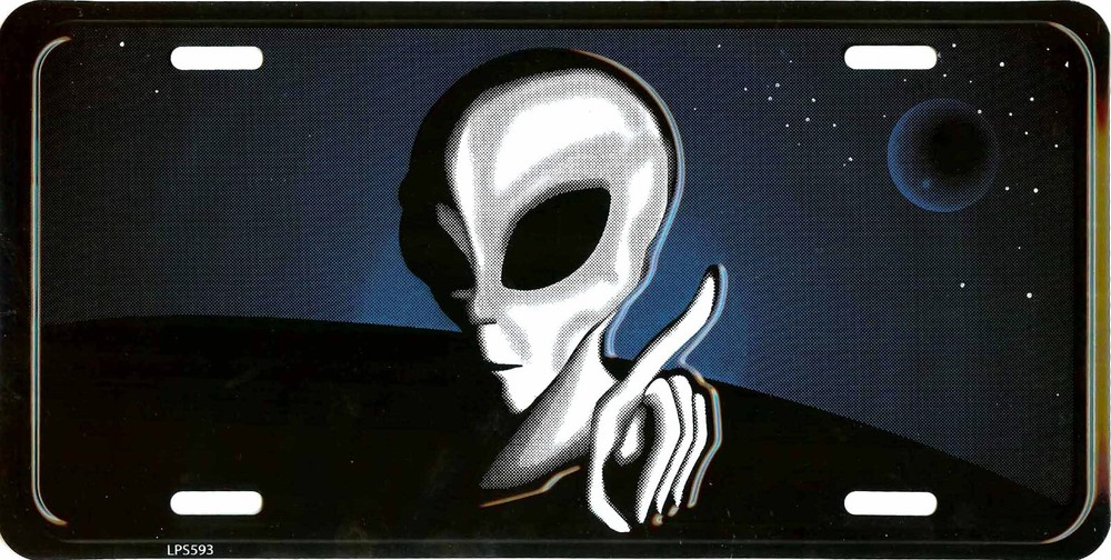 ALIEN AUTO METAL LICENSE PLATE AUTO TAG EMBOSSED NUMBER #593