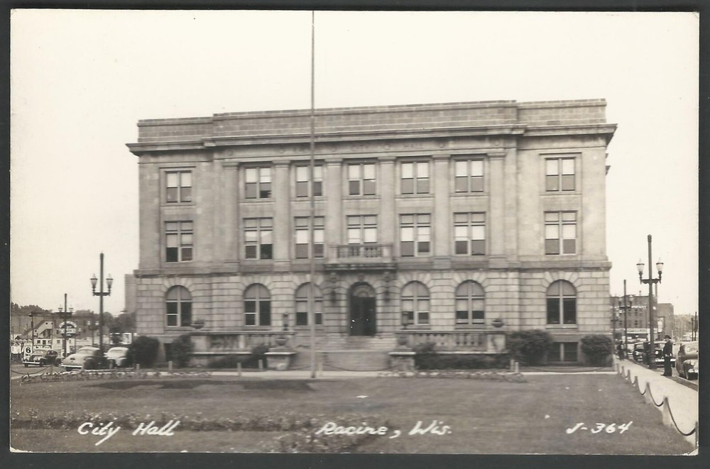 RACINE WISCONSIN City Hall RPPC L.L. Cook Milwaukee Real Photo Postcard