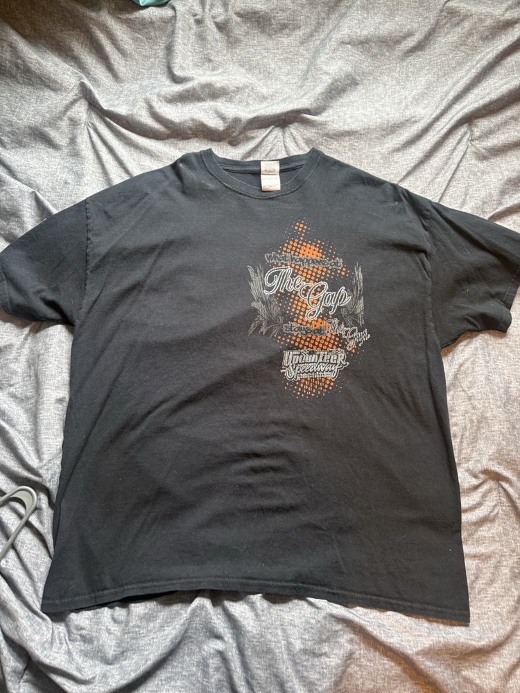 Men's Black 2XL Cotton Knit Crew Neck Tee Double-Sided Volunteer Speedway