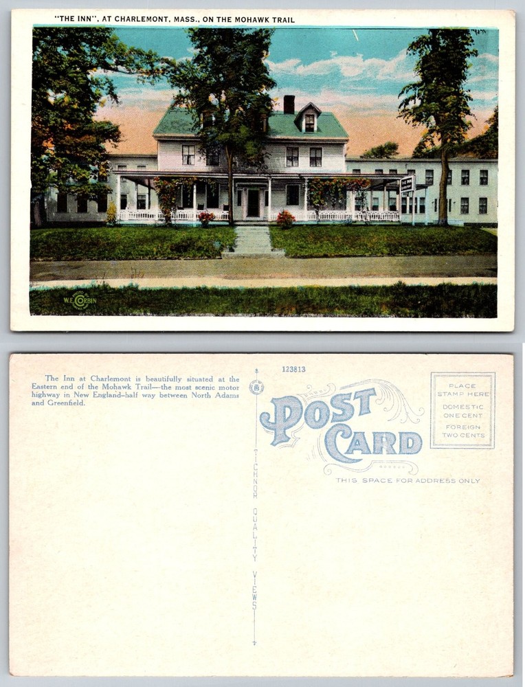 The Inn Charlemont Mass Mohawk Trail Vintage Postcard W.E. Corbin Tichnor