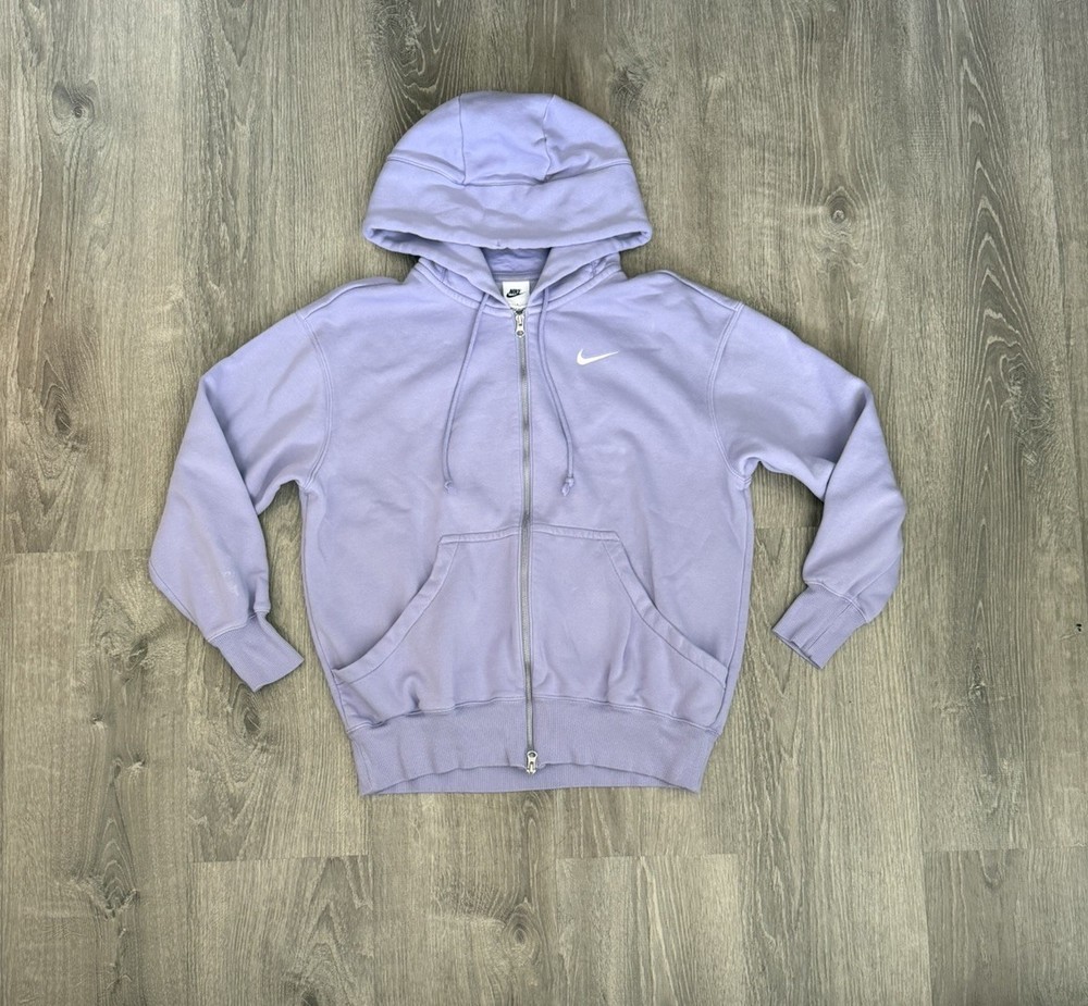 Nike Hoodie Womens Small Lavender Swoosh Phoenix Fleece Full Zip Sweatshirt