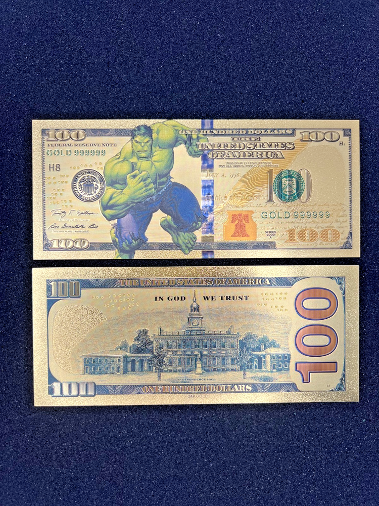 Hulk - 24k Gold Foil Banknote - Super Hero Tv Show/Movie Character