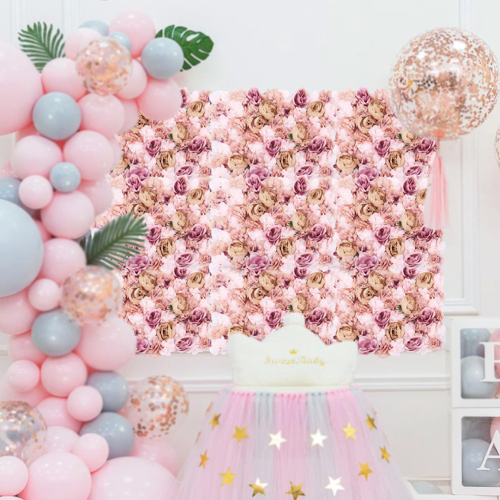 Silk Rose Artificial Flower Wall Panel Wedding Party Backdrop Decor 60cm*40cm US
