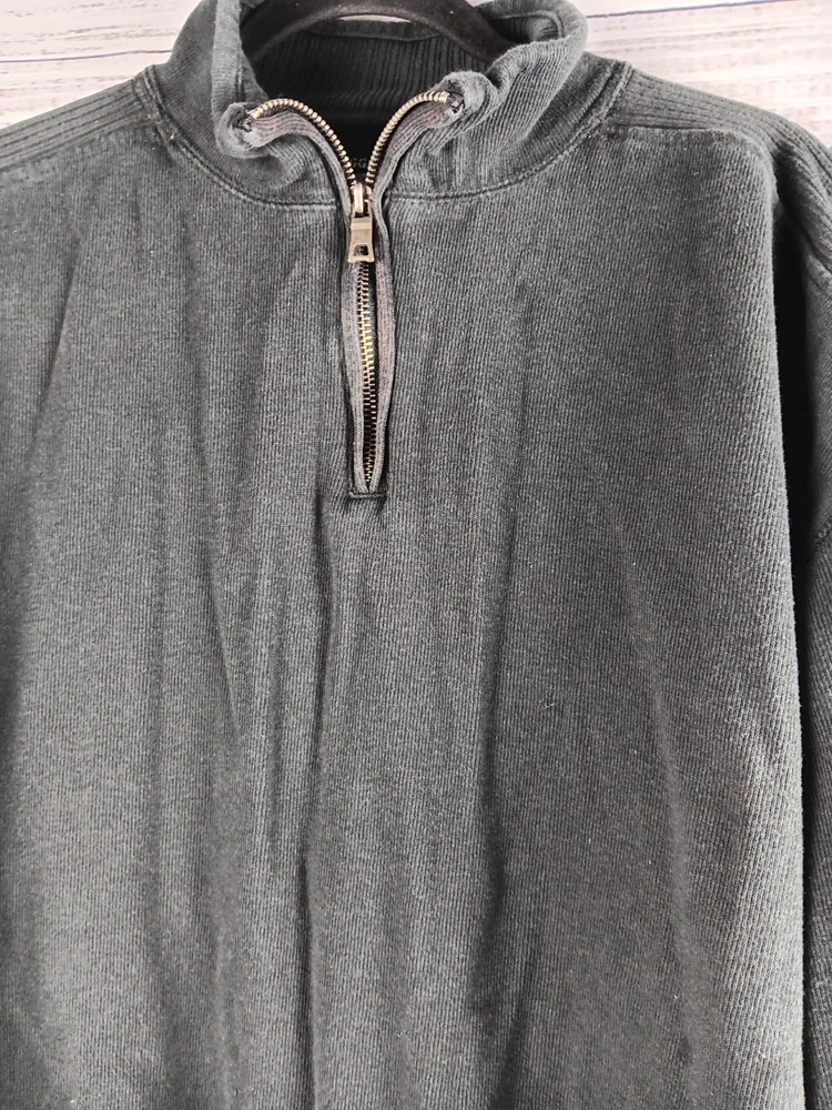 Rugged Men’s XXL Heavy Fleece Quarter Zip Sweater for Outdoor Adventures in Black