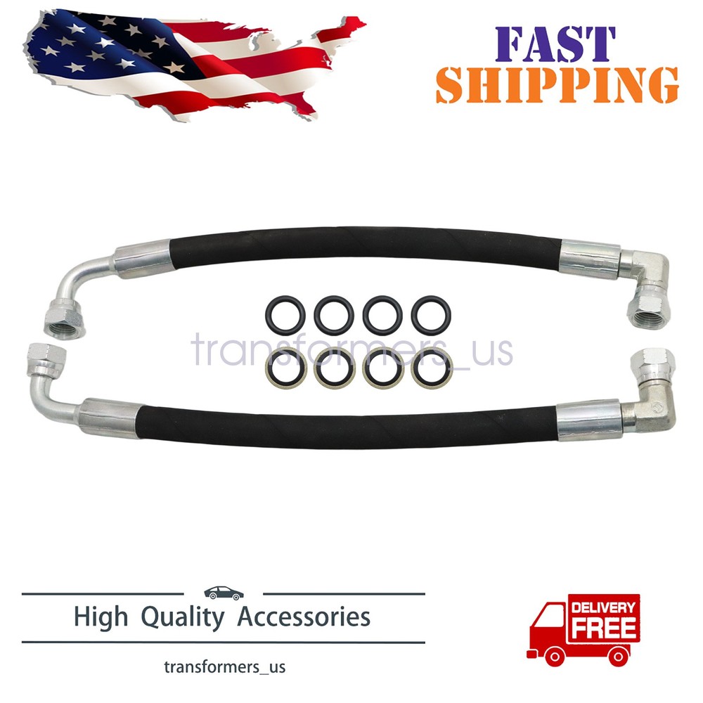 2x For John Deere AW29374 Tractor Loader 5800psi Hydraulic Hose w/90° Fittings