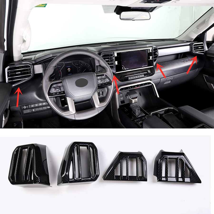 For Toyota Tundra 2022 2023 Dashboard Air Vent Cover Trim Carbon fiber Kit
