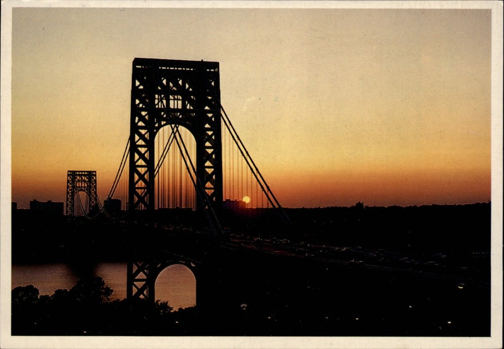 New York city NY George Washington Bridge at sundown ~ postcard sku045