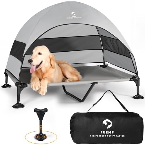 Elevated Dog Bed with Canopy and Travel Bag 49L x 33W x 42Th