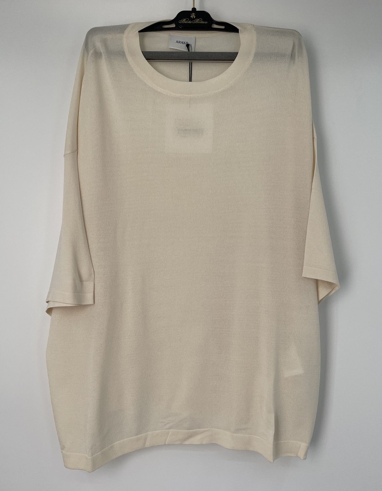 Arakii Women's Oversized T-Shirt Cream Size S Slightly See-Through Lightweight