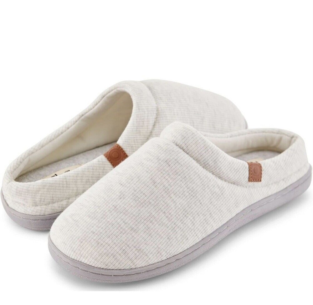 Floopi Soft Ribbed Knit House Slippers for Women with Memory Foam 7/8