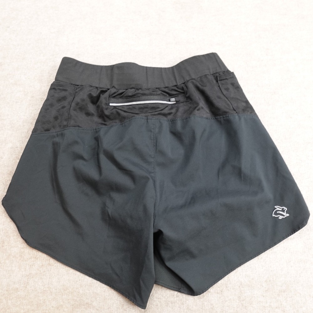 Rabbit Womens Shorts Small Black Running Drawstring Back Pocket