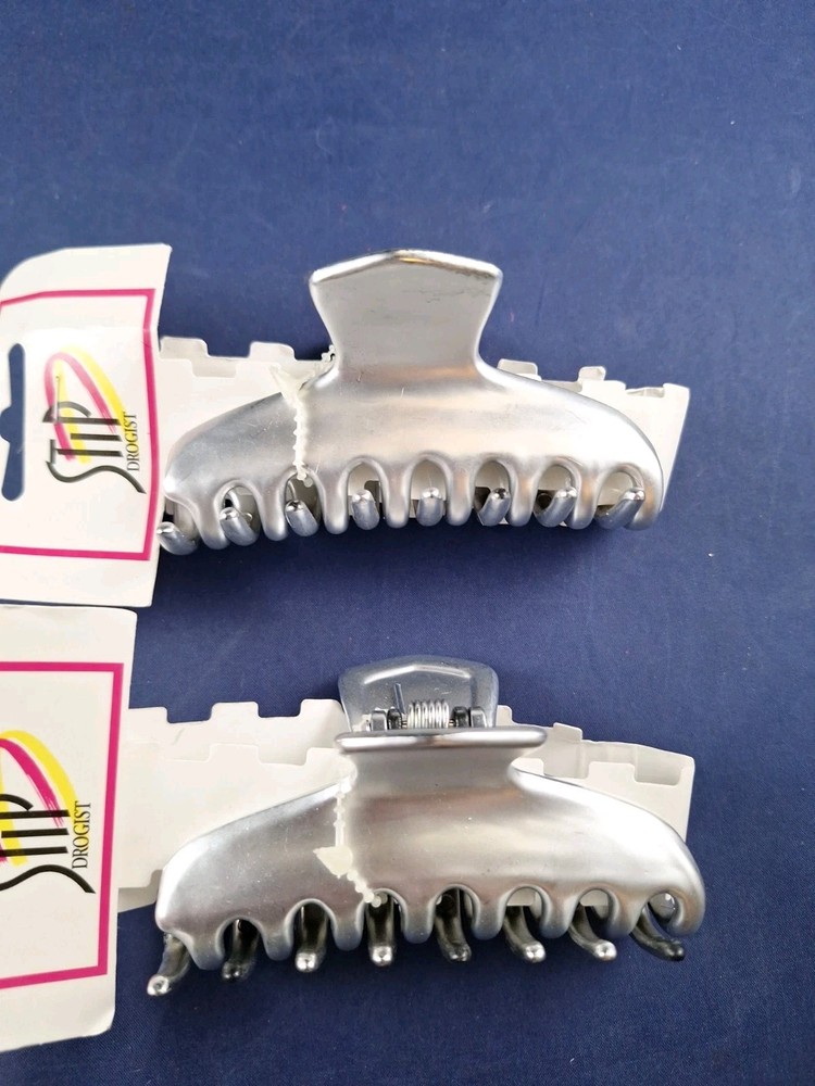 Silver Matte Grundge Look Hair Claw Clips 3.5