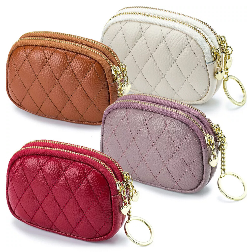 Card Bag Key Bag Storage Bag Wallet Pouch With Hanging Ring Zipper Double-layer