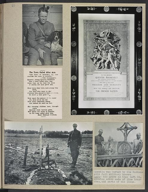 Photo:Quentin Roosevelt France Grave Memorial Plaque Album Page 1918