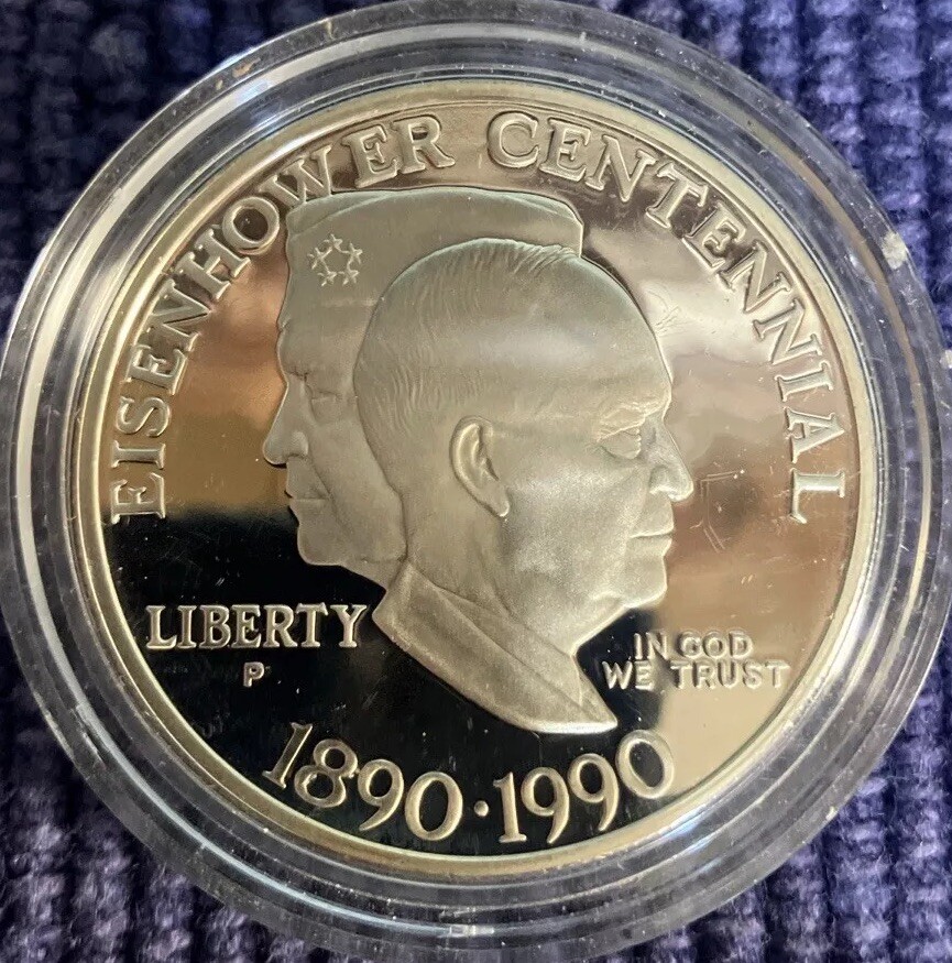 1990-P Eisenhower Proof Commemorative Centennial Dollar Silver Coin $1