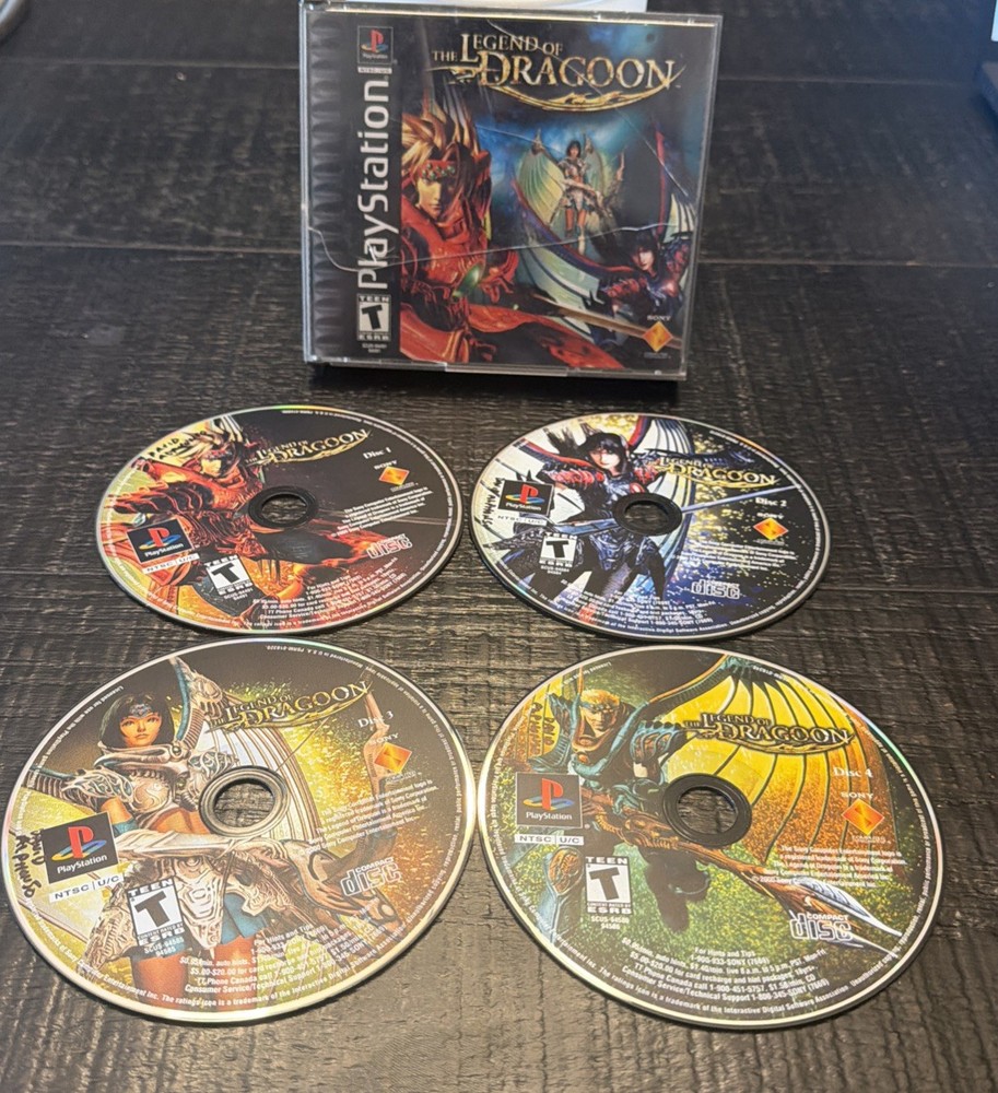 Legend of Dragoon Sony PlayStation PS1 Black Label Complete 4 Discs No Manual