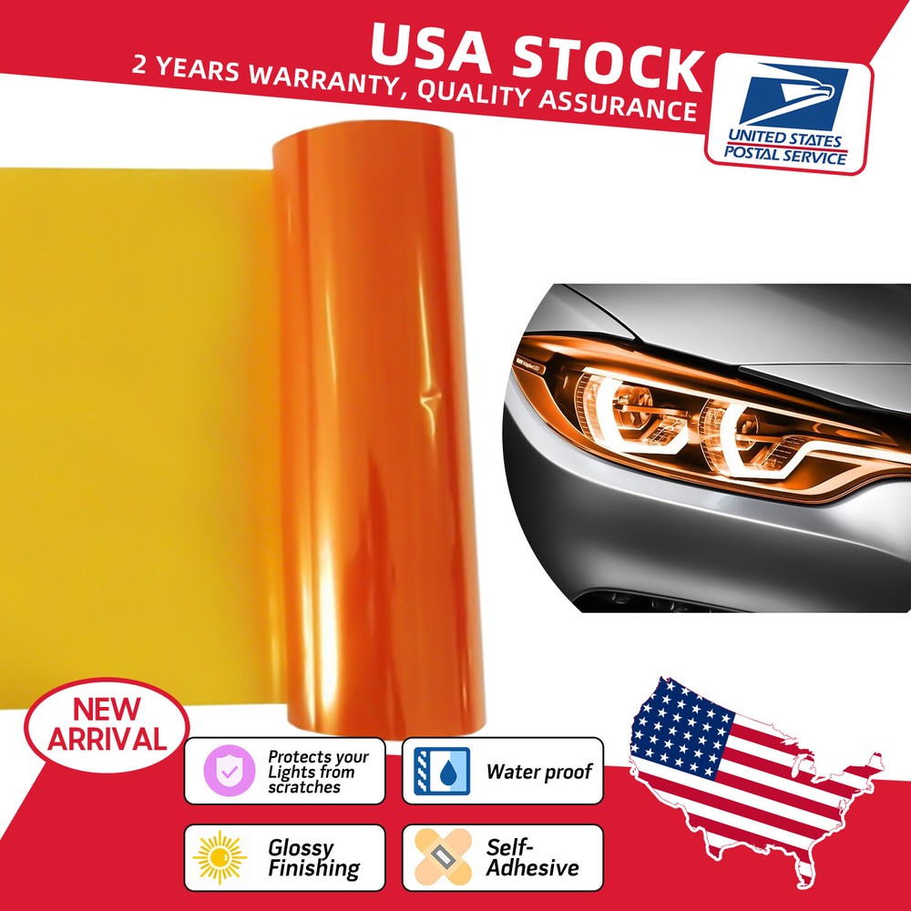 Amber Orange Gloss Vinyl Film for Headlight Fog Light Taillight Tint
