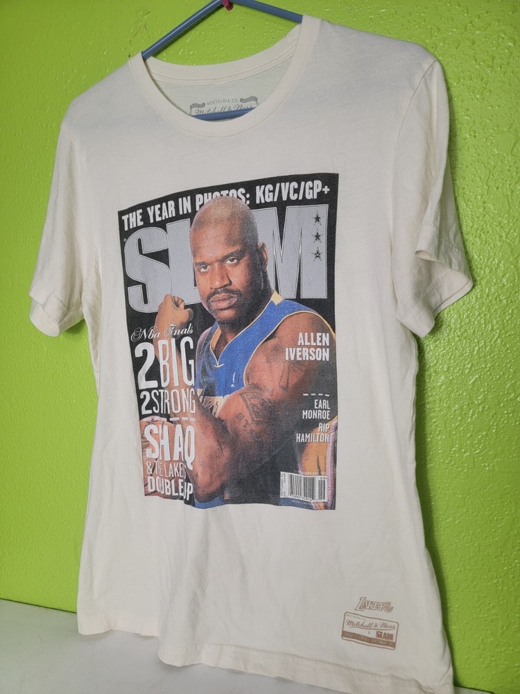 Mitchell Ness Shaq Slam Magazine Cover Graphic Tee Shirt Los Angeles Lakers