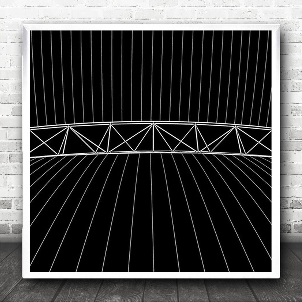 The White Lines Black Wires Structure Square Wall Art Print