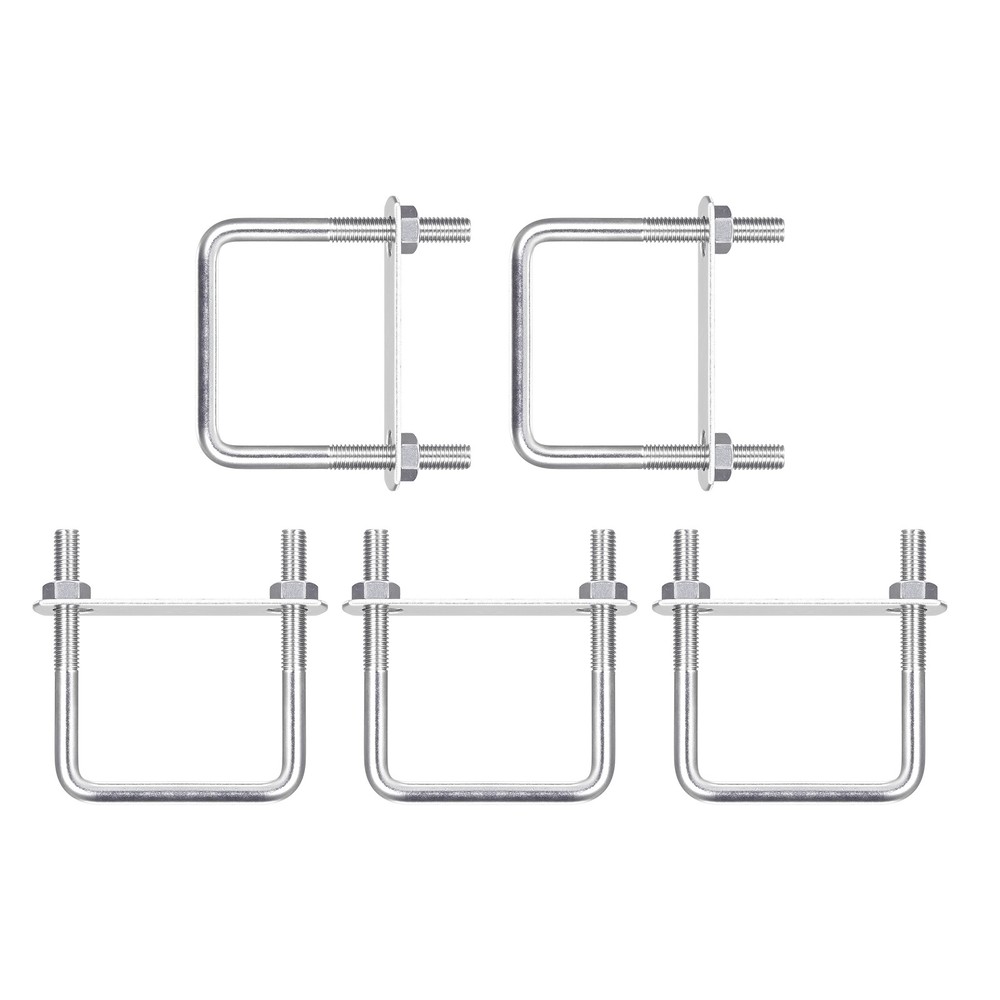 M8x55x80mm(DxWxL) Square U Bolt - 5Pack - Good for Pipe - 304 Stainless Steel