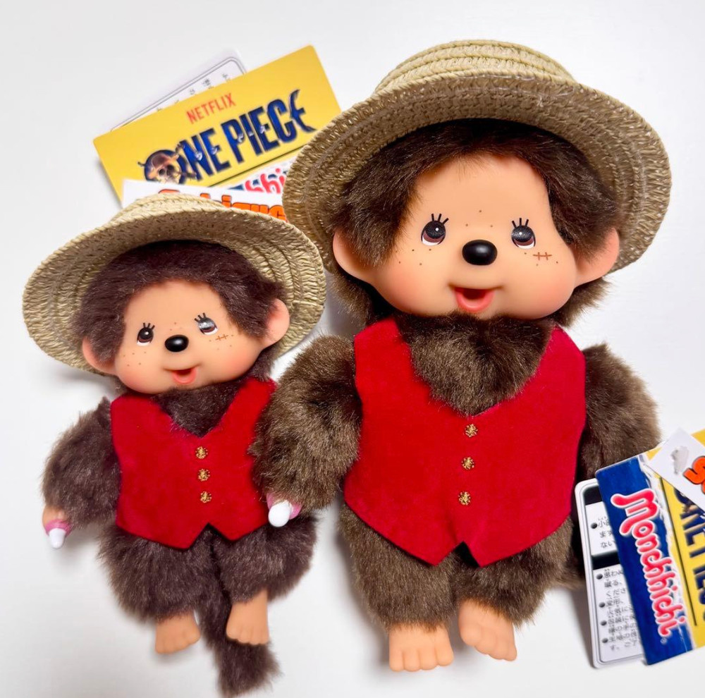 Monchhichi x Netflix ONE PIECE Luffy Plush & Keychain Set of 2 NEW