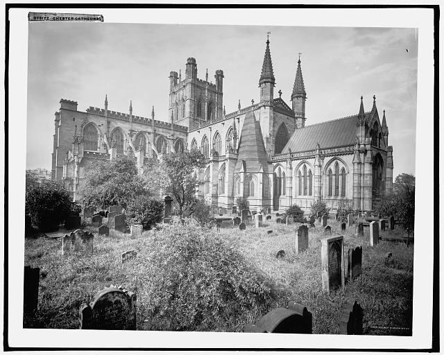 Photo:Chester Cathedral Chester England 1910s Graveyard Gothic Church