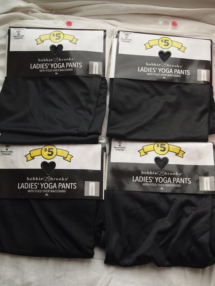 4pc Black Bobbie Brooks  Gym / Yoga Pants For Ladies Size XL Lot