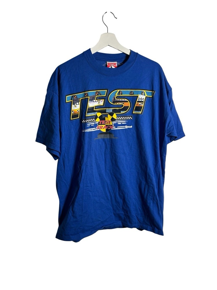 Vintage Y2K Disney Epcot Test Track T-Shirt Blue Walt Disney World XL 2000s
