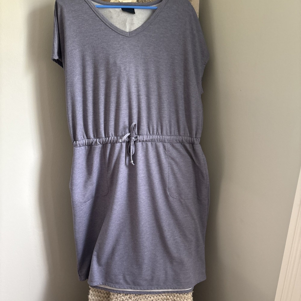 32 Degrees Cool Womens T Shirt Dress Pockets Drawstring Waist Blue Size XL