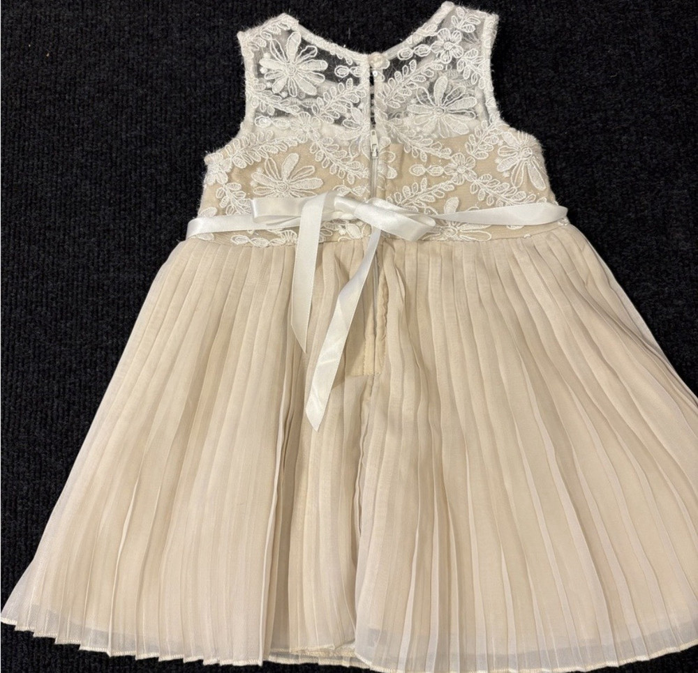 Rare Editions Girls Size 4 Ivory Lace Floral Fit & Flare Sleeveless Dress