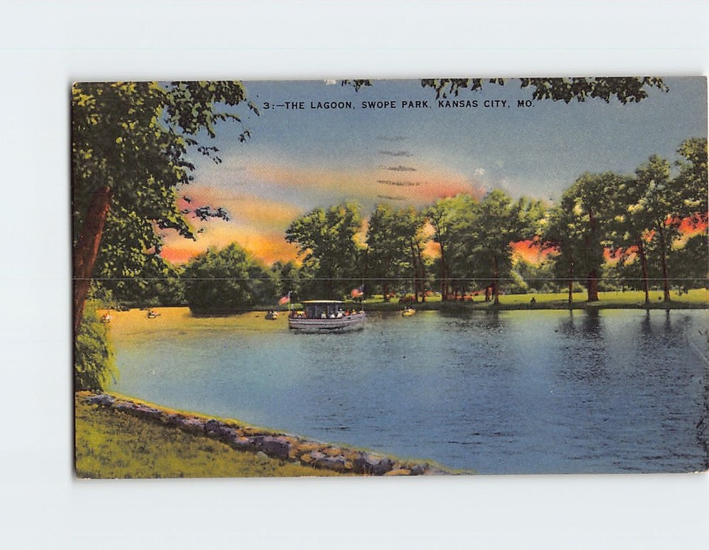 Postcard The Lagoon Swope Park Kansas City Missouri USA