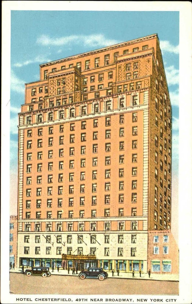 Hotel Chesterfield New York City NYC NY 1920s vintage postcard sku933