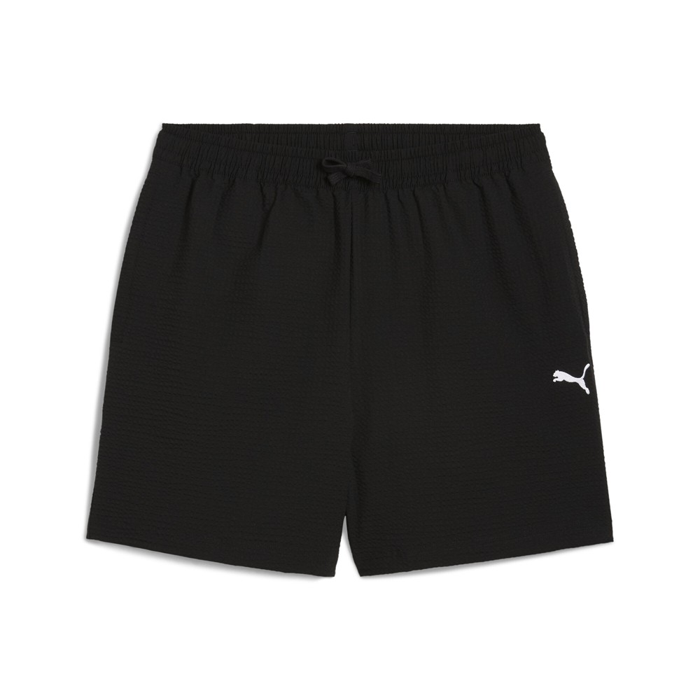 PUMA Wardrobe Essentials Seersucker Relaxed 6 Inch Shorts Mens Black Casual Athl