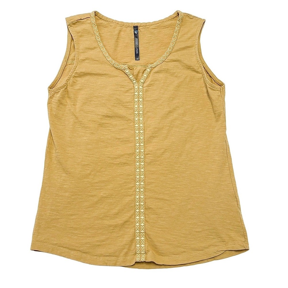 KUHL Shay Tank Top Women XS Yellow Outdoor Hiking Athleisure Organic Cotton