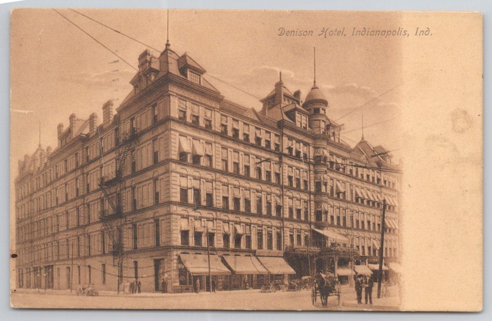 Denison Hotel Indianapolis Indiana 1912 Vintage Postcard Posted