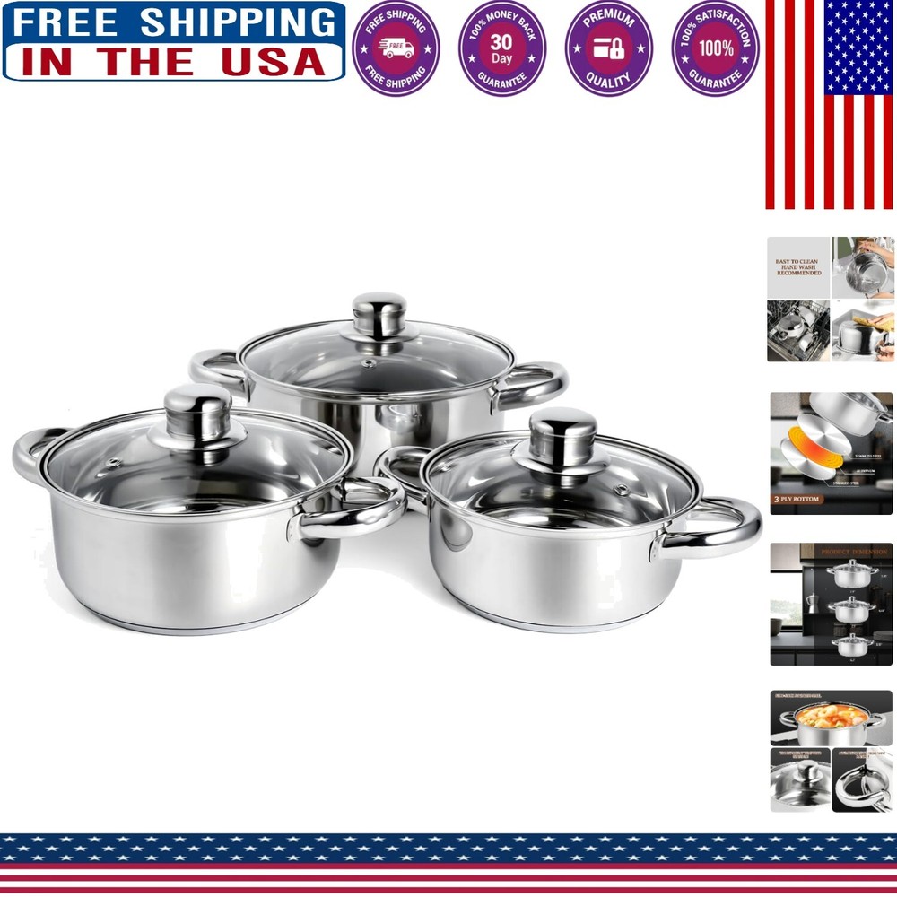 Premium Non-Stick Cookware Set with Stay-Cool Handles - 3 Quart Total Capacity