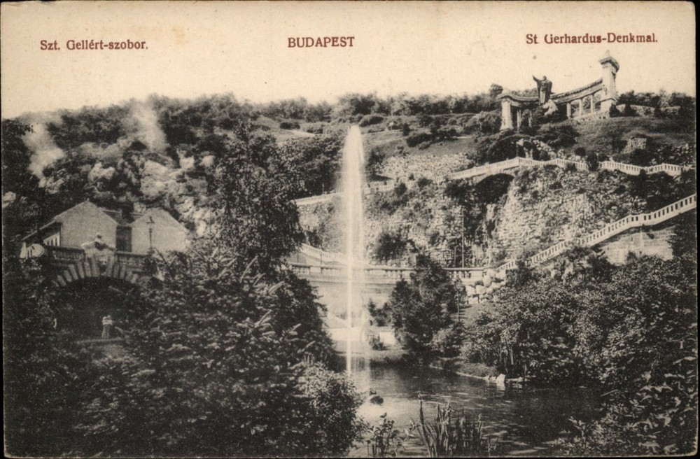 St Gellert Statue Budapest Hungary vintage postcard s611