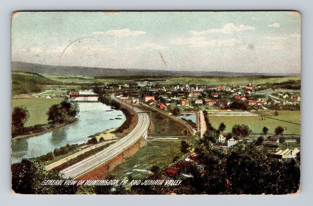 Huntingdon PA-Pennsylvania, Aerial Scenic View Juniata Valley Vintage Postcard