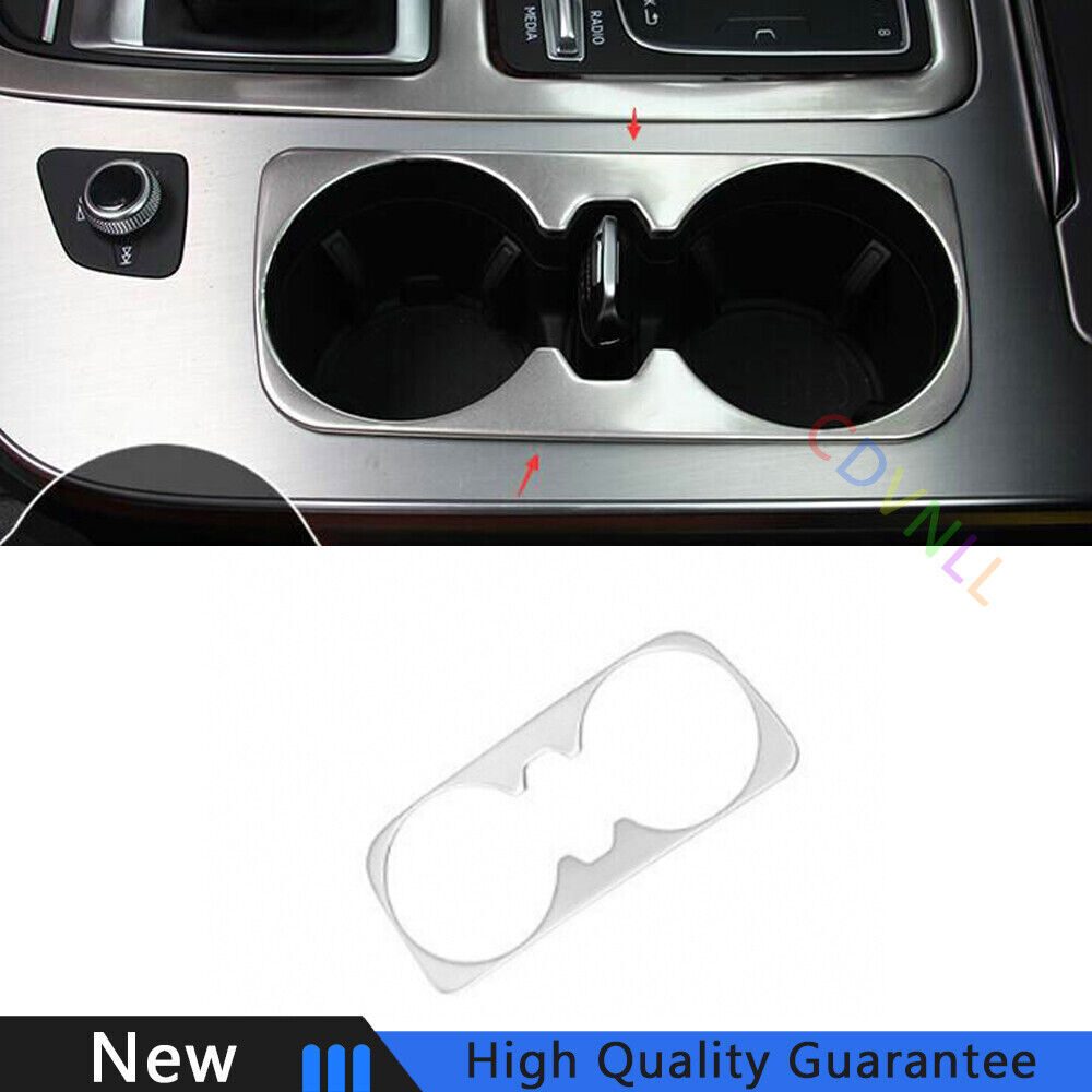 Fit For Audi Q7 2016-2019 Silver Steel Car Middle Console Water Cup Frame Trim